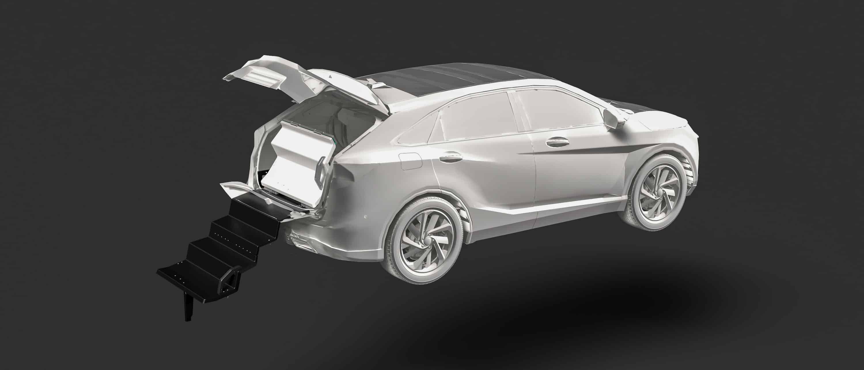 3D scan render of a vehicle boot